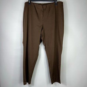 J. Jill Womens Kona Ankle Pants Brown Front Slit Side Zip Stretch Plus 22W New